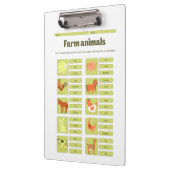 Farm Animals Identification Educational Worksheet Klemmbrett (Links)