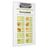 Farm Animals Identification Educational Worksheet Klemmbrett (Rechts)