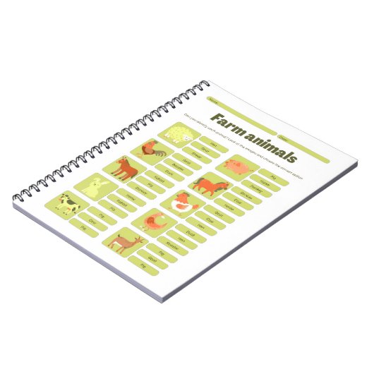 Farm Animals Identification Educational Worksheet Notizblock (Linke Seite)