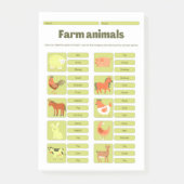 Farm Animals Identification Educational Worksheet Post-it Klebezettel (Vorderseite)