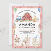 Farm Animals Kids Birthday Invitation Einladung (Vorderseite)