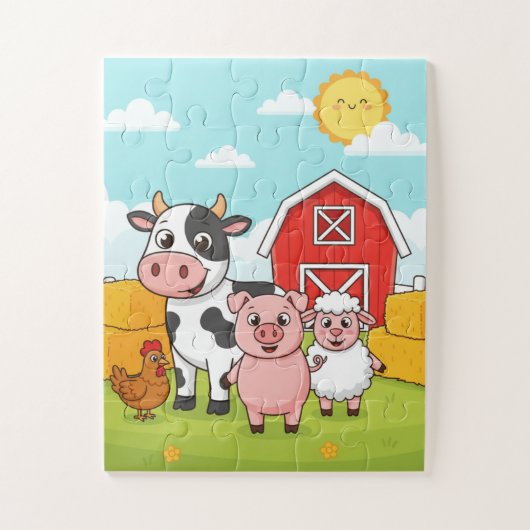 Farm Animals Kids Puzzle | Cute Cow Pig Sheep Chic (Vertikal)