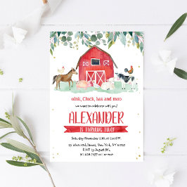 Farm Animals Oink Baa Moo Boy 1st Birthday Einladung