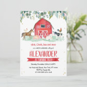 Farm Animals Oink Baa Moo Boy 1st Birthday Einladung (Stehend Vorderseite)