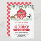 Farm Animals Oink Baa Moo Boy 1st Birthday Einladung (Vorne/Hinten)