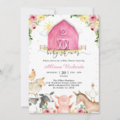 Farm Animals Pink Baby Shower Invitation Einladung (Vorderseite)