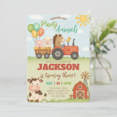 Farm Animals Ranch Kids Birthday Einladung (Stehend Vorderseite)