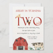 Farm Animals Second Birthday Party Invitation Einladung (Vorderseite)