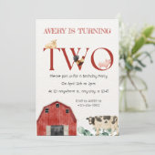Farm Animals Second Birthday Party Invitation Einladung (Stehend Vorderseite)