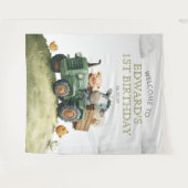 Farm Animals Tractor Birthday Photo Backdrop Wandteppich (Vorderseite (Horizontal))