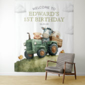 Farm Animals Tractor Birthday Photo Backdrop Wandteppich (Beispiel)