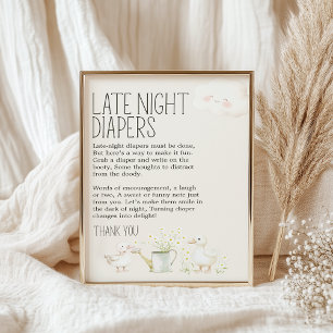 Farm Animals Wiese Baby Shower Späte Nacht Windel Poster