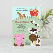 Farm Babies Barnyard 12x18 Geburtstagseinladung Einladung (Stehend Vorderseite)