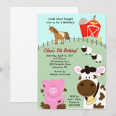 Farm Babies Barnyard 12x18 Geburtstagseinladung Einladung (Vorne/Hinten)