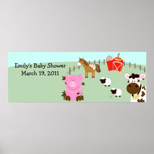 Farm Babies Barnyard Barn Yard Birthday Banner Poster (Vorne)