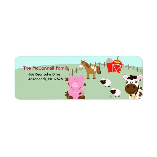 Farm Babies Barnyard PRINTABLE ADRESSE ETIKETTEN (Vorne)