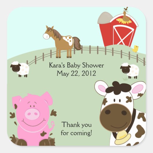 FARM BABIES Barnyard SQUARE Gefälligkeitsaufkleber Quadratischer Aufkleber (Vorderseite)