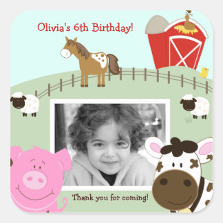 Farm Babies Foto SQUARE Gefälligkeitsaufkleber Quadratischer Aufkleber