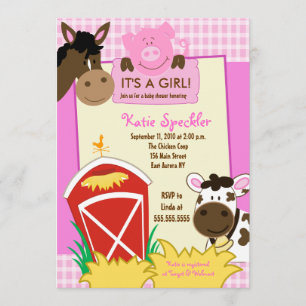 Farm Babies Girl 12x18 Baby Dusche INvitation Einladung