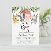 Farm Baby Dusche Einladung Boy Boho (Stehend Vorderseite)