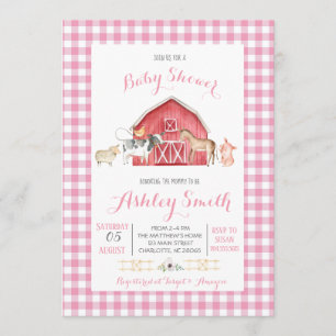 Farm Baby Dusche Einladung Rosa Mädchen