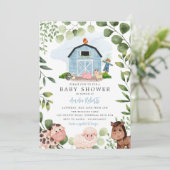 Farm Baby Showeinladung, Blue Barn Einladung (Stehend Vorderseite)