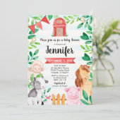 Farm Baby Shower Invitation Farm Animals Dusche Einladung (Stehend Vorderseite)