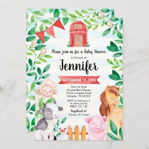 Farm Baby Shower Invitation Farm Animals Dusche Einladung