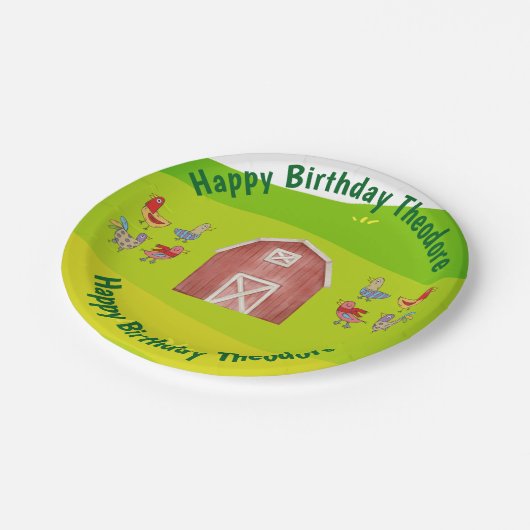 Farm Barn Birthday Party Pappteller (Schrägansicht)