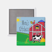 Farm Barn Rooster-Mama Kitchen Magnet (Vorderseite/Rückseite)