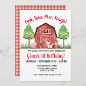 Farm Barnyard 1. Geburtstag Einladung (Vorne/Hinten)