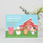 Farm Barnyard Animal Birthday Party Einladungen (Stehend Vorderseite)