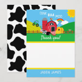 Farm Barnyard Animal Geburtstag Vielen Dank Dankeskarte (Vorne/Hinten)