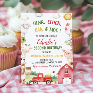 Farm Barnyard Animals Kindergeburtstag Einladung
