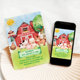 Farm Barnyard Animals Niedlich Baby Dusche Einladung