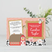 Farm Barnyard Animals Red Boy Baby Dusche Einladung (Stehend Vorderseite)