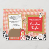 Farm Barnyard Animals Red Boy Baby Dusche Einladung (Vorne/Hinten)