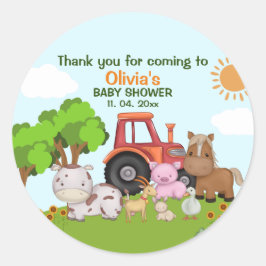 Farm Barnyard Baby Shower Runder Aufkleber
