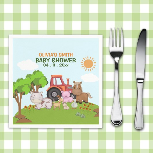 Farm Barnyard Baby Shower Serviette
