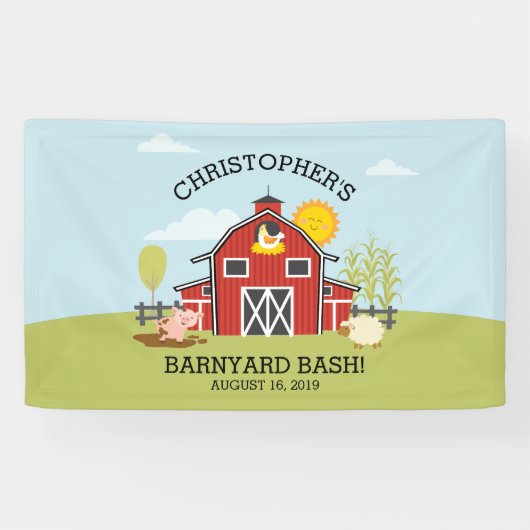 Farm Barnyard Bash Geburtstagsparty Banner (Horizontal)