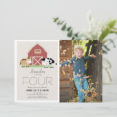 Farm Barnyard Beige Foto Geburtstag Einladung (Stehend Vorderseite)