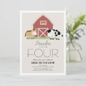 Farm Barnyard Beige Geburtstagseinladung Einladung (Stehend Vorderseite)