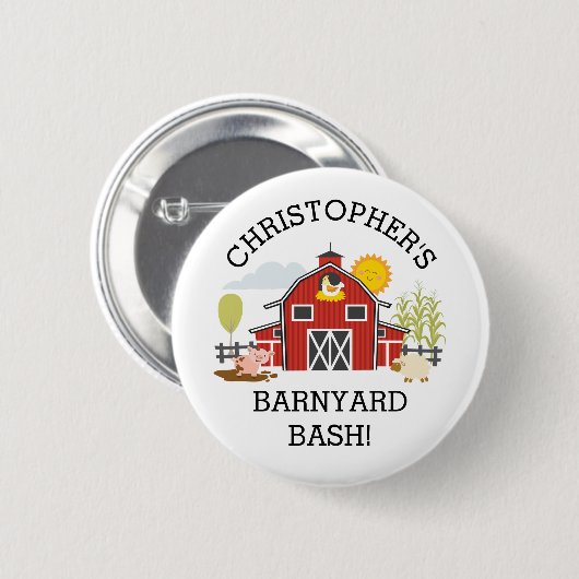Farm Barnyard Birthday Old Macdonald Button (Vorne & Hinten)