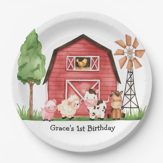Farm Barnyard Birthday Teller (Vorderseite)