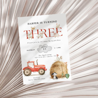 Farm Barnyard Fun Dritter Geburtstag Einladung