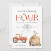 Farm Barnyard Fun Vierten Geburtstag Einladung (Vorderseite)