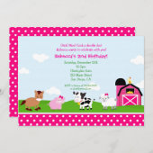 Farm Barnyard Geburtstag Einladungen für Mädchen (Vorne/Hinten)