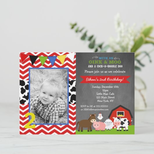 Farm Barnyard Geburtstagseinladungen Einladung (Stehend Vorderseite)