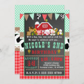 Farm Barnyard Geburtstagspartei Einladung (Vorne/Hinten)