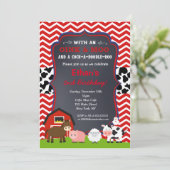 Farm Barnyard Geburtstagspartei Einladungen (Stehend Vorderseite)